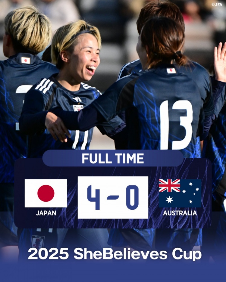  熱身賽日本女足4-0澳大利亞女足，田中美南2射1傳&長谷川唯任隊長