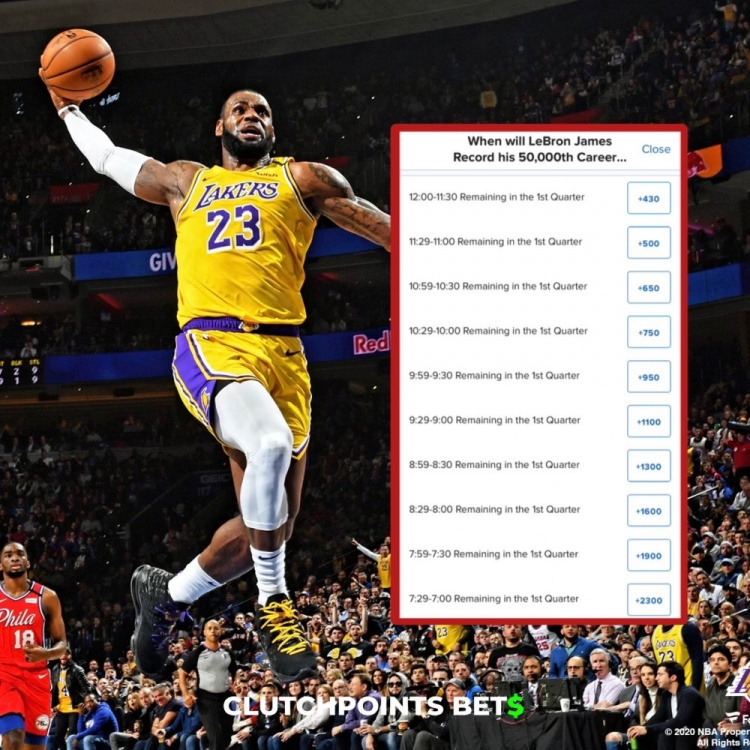  僅差1分！詹姆斯今日何時破五萬分賠率：開場30秒內(nèi)最被看好