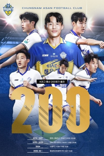  孫準浩完成K聯(lián)賽200場里程碑，貢獻26球34助