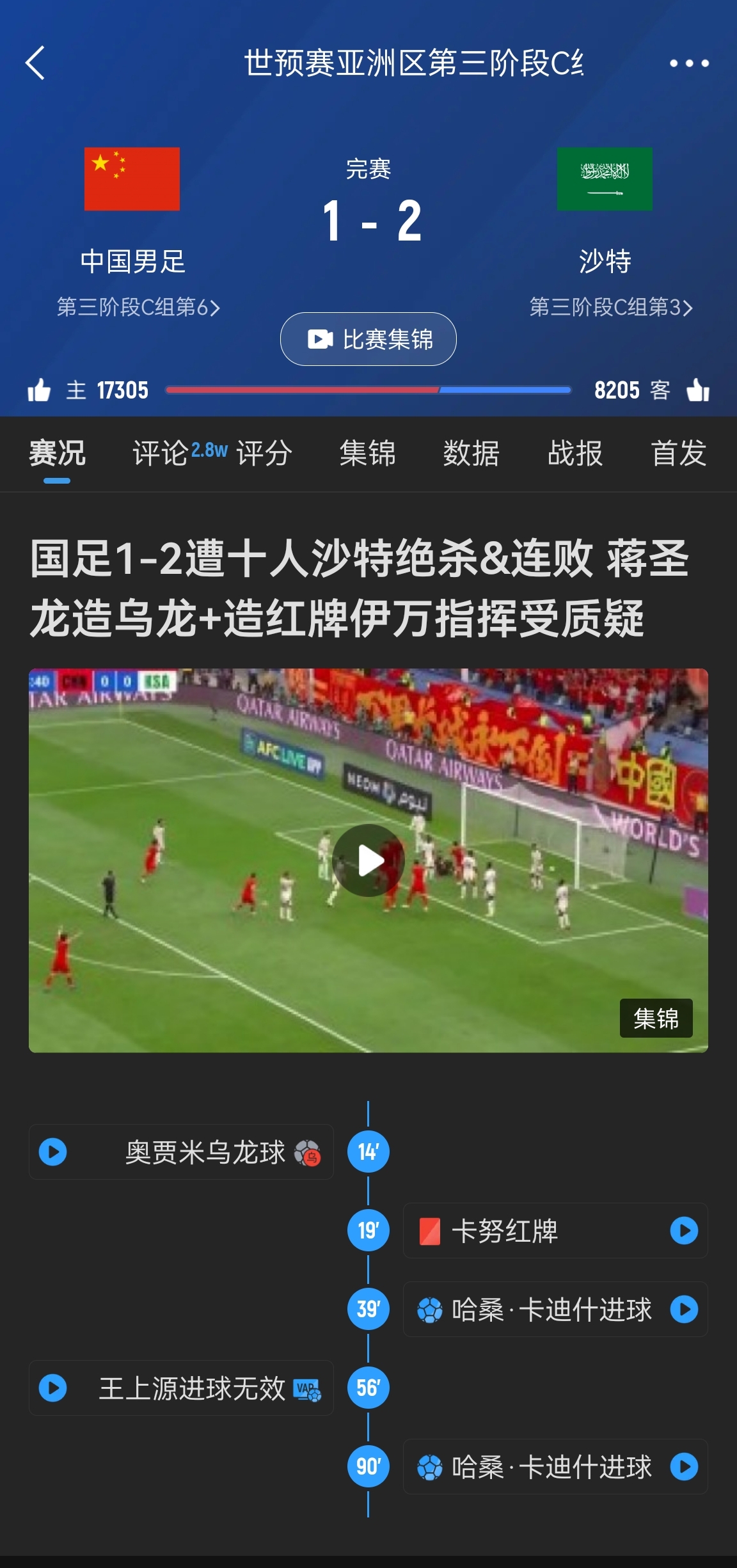  今天什么劇本？首戰(zhàn)沙特也是半場紅牌+蔣光太傷退，最后國足被翻